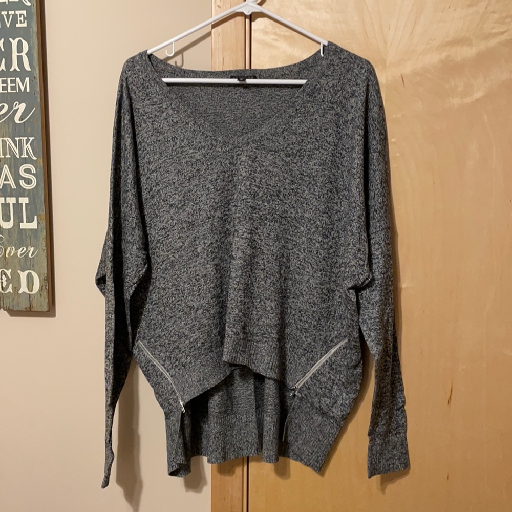 Charcoal gray sweater with zippers